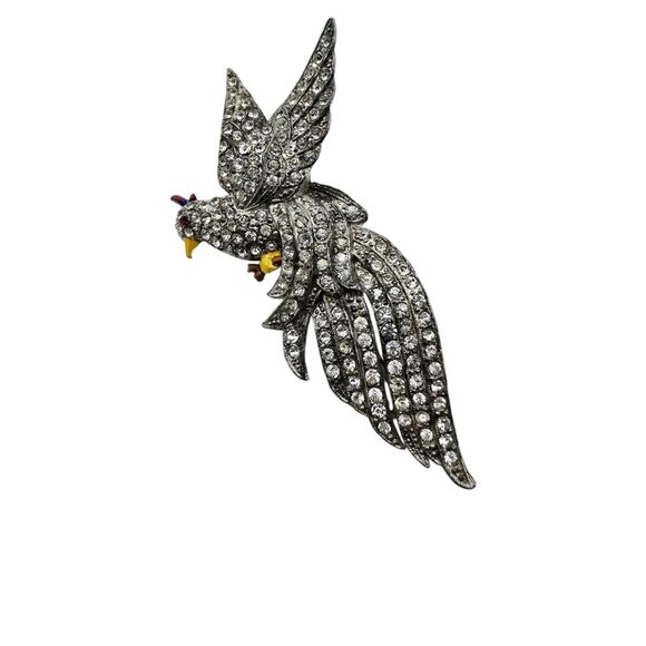 Beautiful Older Pot Metal Paste Dimensional Bird Brooch (A8591) - Picture 5 of 7